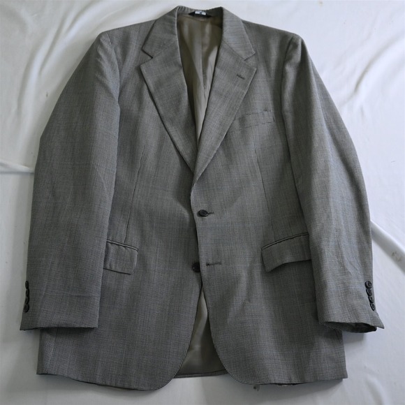 Vtg‎ Polo University Ralph Lauren 40R Gray Houndstooth Wool Blazer Jacket Coat